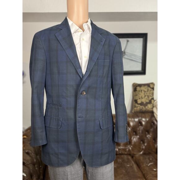 Brunello Cucinelli Blackwatch Plaid Cotton Blazer Jacket Size 50/40 Italy